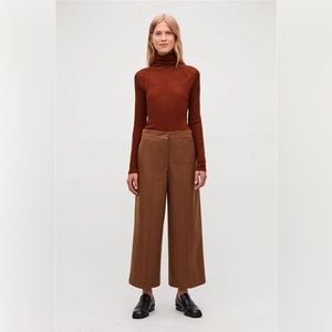 COS Wide-Leg Wool-Cashmere Trouser in Brown 6